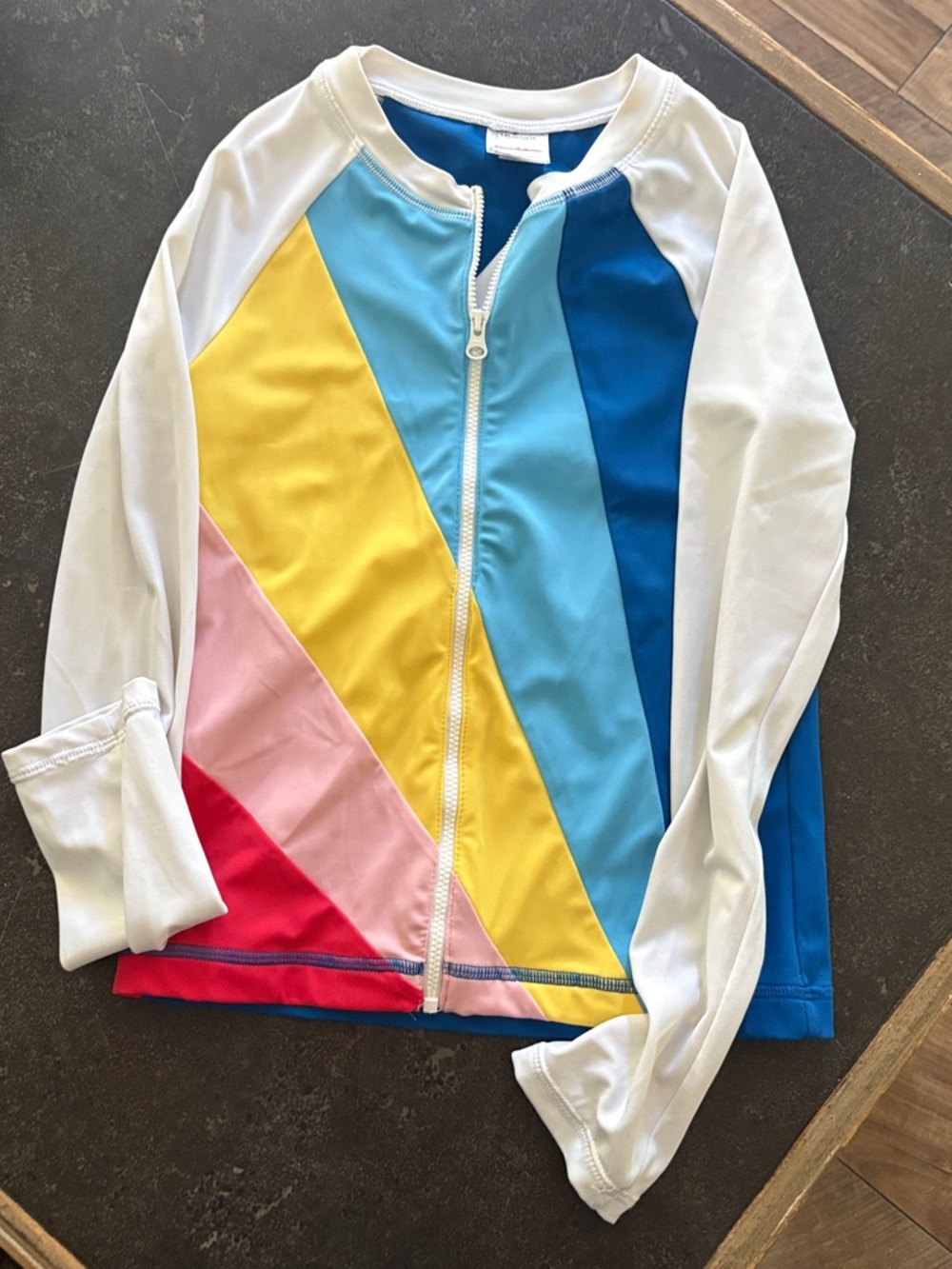 Girls Colorblock Zip-Up Rash Guard - Multi Color